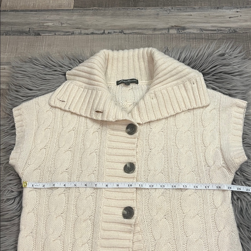 Eddie Bauer merino wool blend cable knit shawl collar cardigan sweater cream L - Picture 5 of 8